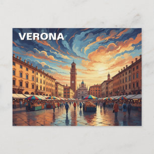 Verona Italy Piazza Travel Postcard