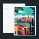 Verona Italy vintage travel illustration Postcard<br><div class="desc">Verona Italy vintage travel place illustration</div>
