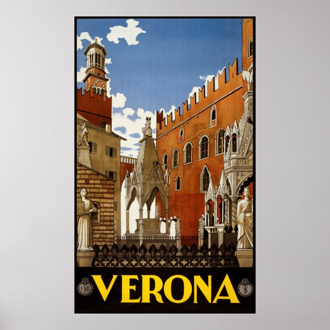 Verona, Italy Vintage Travel Poster (Front)
