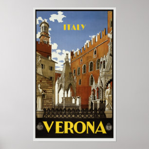 VERONA ITALY VINTAGE TRAVEL POSTER
