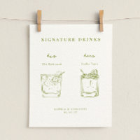 VERONA Moss Green Minimalist Signature Drinks