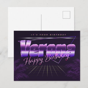 Verona Name Vorname lila Postkarte Geburtstag Postcard