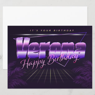 Verona Name Vorname lila retro Karte Geburtstag Card