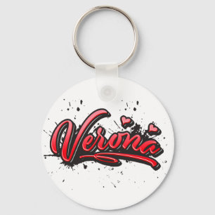 Verona red Heart Graffiti Schlüsselanhänger Keychain