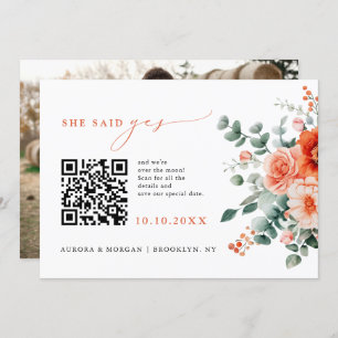 Verona Sunset Bright Orange Modern Photo QR code Save The Date