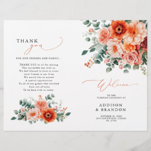Verona Sunset Bright Orange Modern Wedding Program