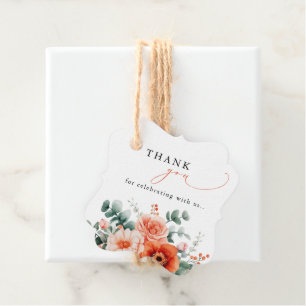 Verona Sunset Bright Orange Weddin Thank you       Favour Tags