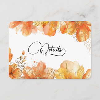 Verona Sunset Floral Gold QR Code Wedding Details Enclosure Card