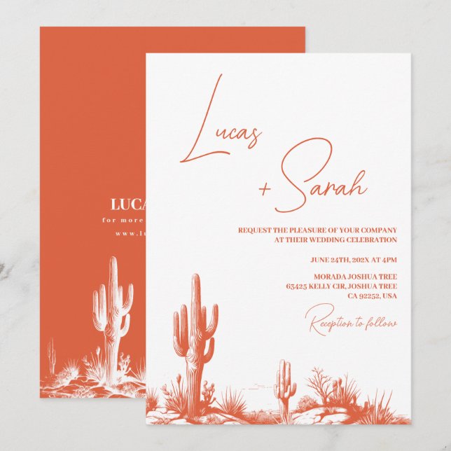 Verona Sunset Illustration Western Desert Wedding  Invitation (Front/Back)