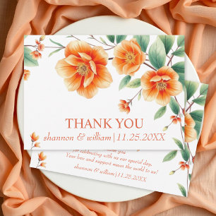 Verona sunset orange flowers wedding Thank You Card