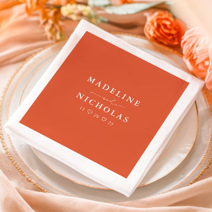 Verona Sunset Orange Modern Simple Wedding Napkin