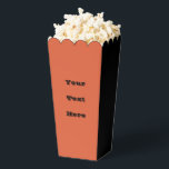 Verona Sunset Orange Solid Colour Favor Box<br><div class="desc">Movie Popcorn Style Shaped Party Favour Box with a customizable Your Text Here text template and printed with Verona Sunset Orange Solid Colour by TheFabricSeal print on demand shop at Zazzle.com #ZazzleMade ©️Original. https://www.zazzle.com/store/thefabricseal Love is in the air with Verona Sunset beautiful punchy orange colour named after the Italian city...</div>