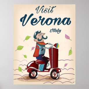 Vérone poster de voyage scooter italien