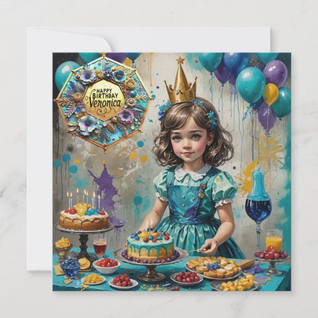 VERONICA ~ Birthday Card ~ Turquoise (Front)