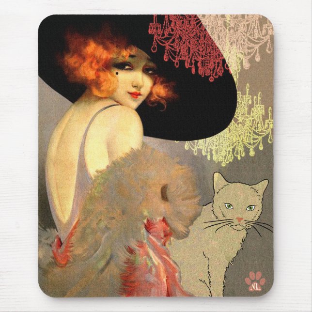 Veronica Cat and Chandelier Mousepad (Front)