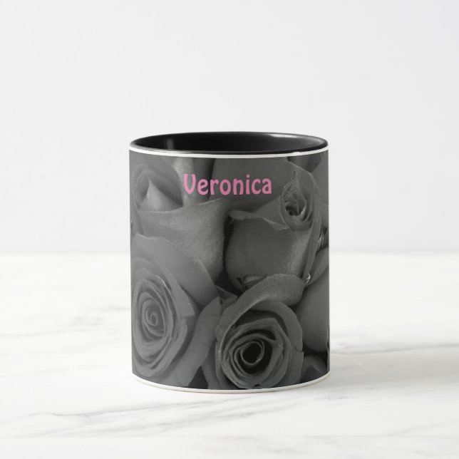 VERONICA ~ Personalized Red Rose Buds Photograph ~ Mug (Center)