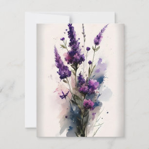 Veronica Purple Flowers In Watercolors Holiday Card