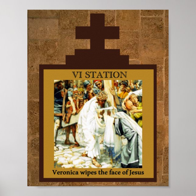 Veronica wipes the face of Jesus Station 6 Poster (Front)