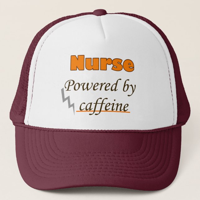 Verpleegkundige Powered by caffeine Trucker Hat (Front)