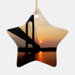 Verrazano Bridge at Dawn Ceramic Ornament