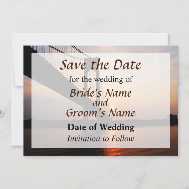Verrazano Bridge at Dawn Save the Date (Front)