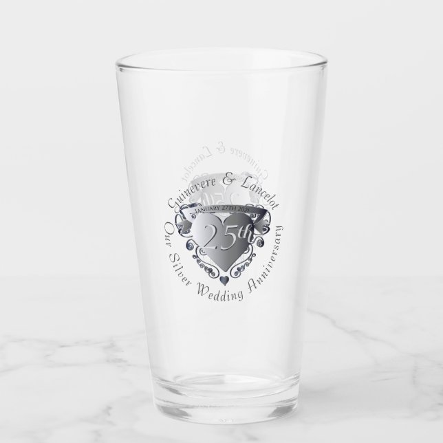 Verre 10e, 20e, 25e anniversaire de l'Mariage Emblème ca (Devant)