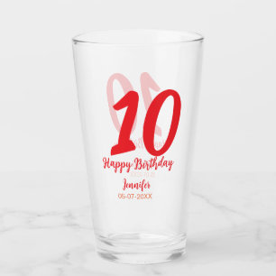 Verre 10e anniversaire ajouter nom date année rouge modè