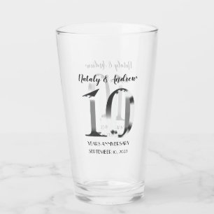 Verre 10e anniversaire Mariage d'argent métallique