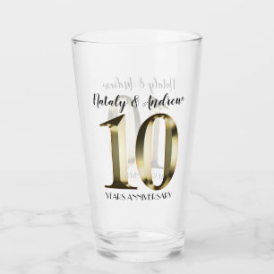 Verre 10e anniversaire Mariage d'or métallique