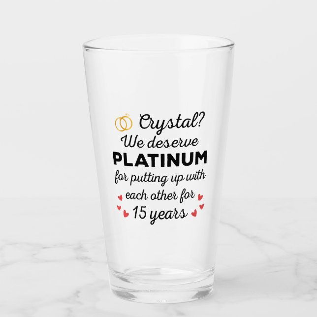 Verre 15ème anniversaire du Mariage I - Crystal Funny Co (Devant)