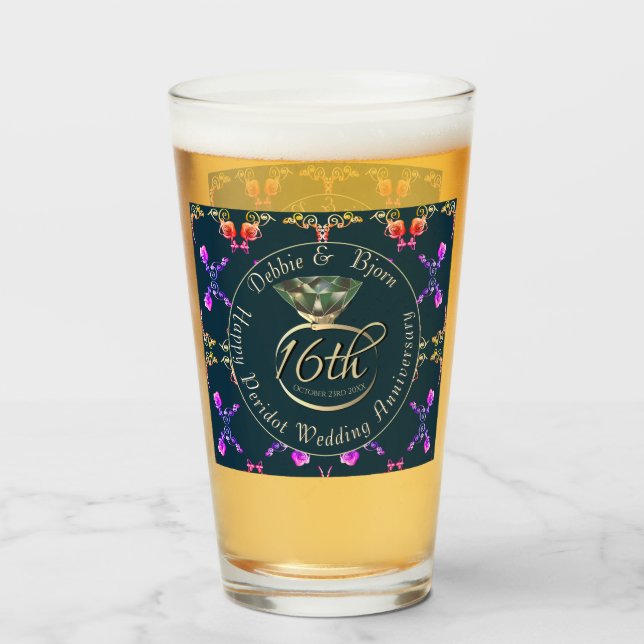 Verre 16e anniversaire de Mariage Roses de péridot sur l (Devant (rempli))