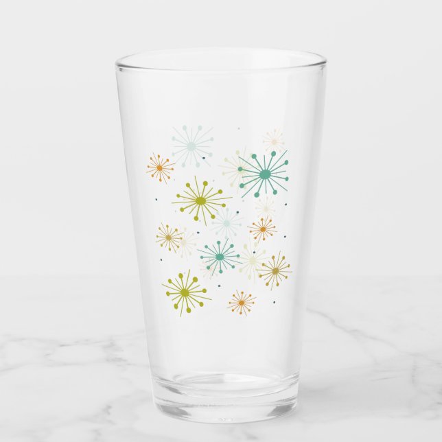 Verre 1950s Atomic Fireworks Starbursts Mid Century (Devant)