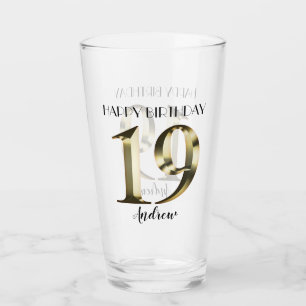 Verre 19e anniversaire d'or métallique
