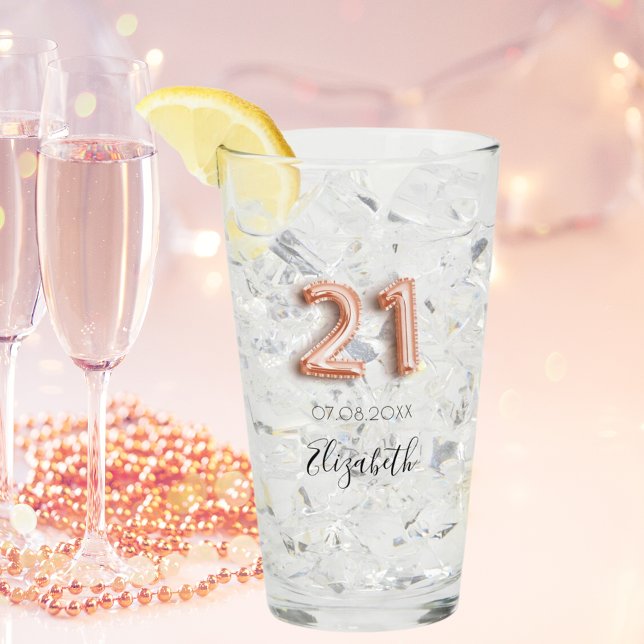 Verre 21e anniversaire rose or nom (Créateur téléchargé)