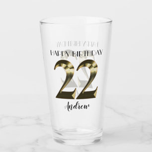 Verre 22e anniversaire d'or métallique