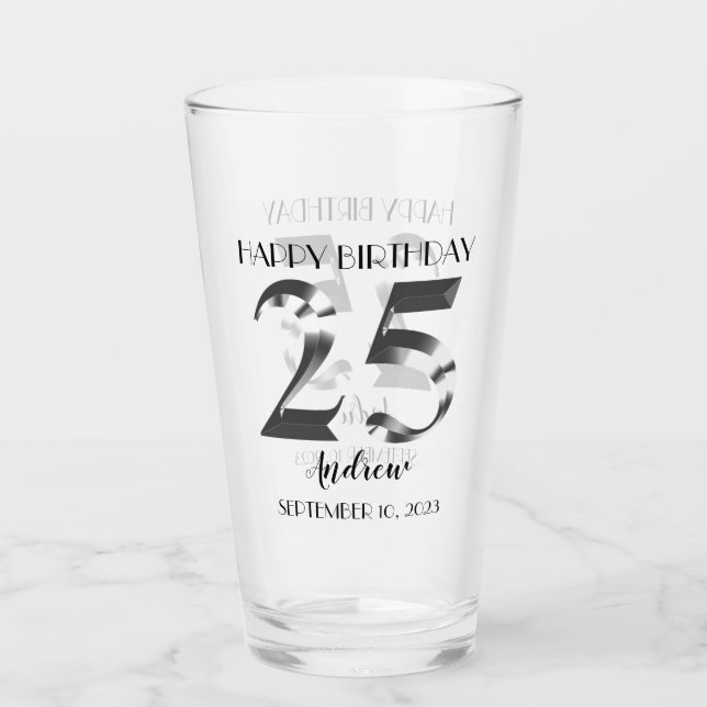 Verre 25e anniversaire d'argent métallique (Devant)