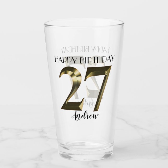 Verre 27e anniversaire d'or métallique (Devant)