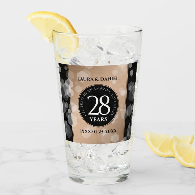 Verre 28e anniversaire du Mariage de lin élégant (Devant glace)