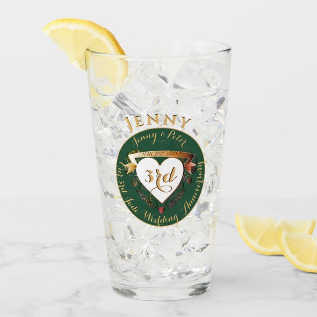Verre 3e anniversaire Mariage Jade Color (Devant glace)
