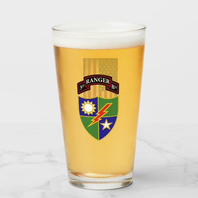 Verre 3e Bataillon - 75e Régiment de Rangers - Drapeau a (Devant (rempli))