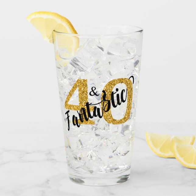 Verre 40 ans et Fantastic Années 40e anniversaire fête (Devant glace)