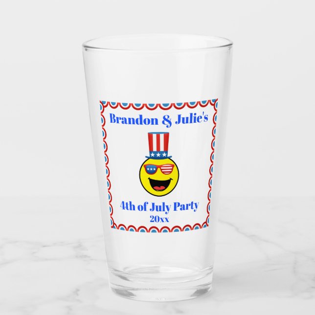 Verre 4 juillet Patriotique Emoji Beer Pint (Devant)