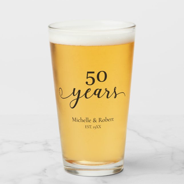 Verre 50 ans mariage anniversaire minimal élégant (Devant (rempli))