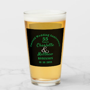 Verre 55e anniversaire Emerald Mariage cadeau personnali