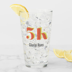 Verre 5 k Course Célébration Gras Jaune Rouge Texte