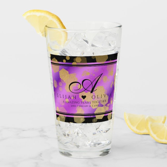 Verre 6e 33e 47e 48e anniversaire du Mariage Améthyste (Devant glace)