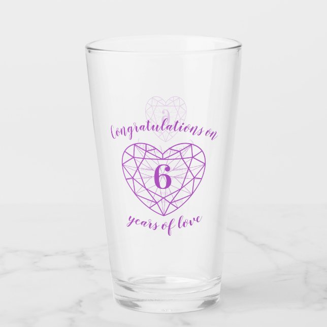 Verre 6e anniversaire 6 ans améthyste mauve coutume (Devant)