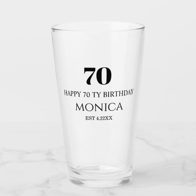 Verre 70th happy birthday custom name Glass Cup (Devant)