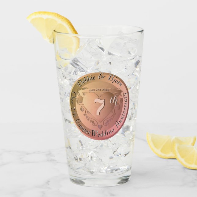 Verre 7e/22 Mariage Anniversaire Cuivre (Devant glace)