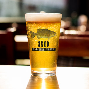 Verre 80e Anniversaire Basse Pêche à thème